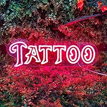 ネオンサイン　TATTOO 美品　大きめサイズ　本物ネオン管　設置パーツ付き ネオンサイン TATTOO 美品 大きめサイズ 本物ネオン管 設置